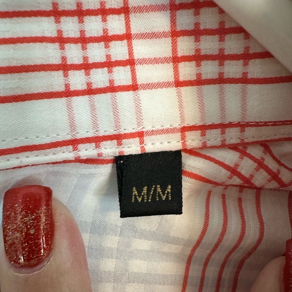 Men's Red and White Plaid Shirt - Picture 3 of 7